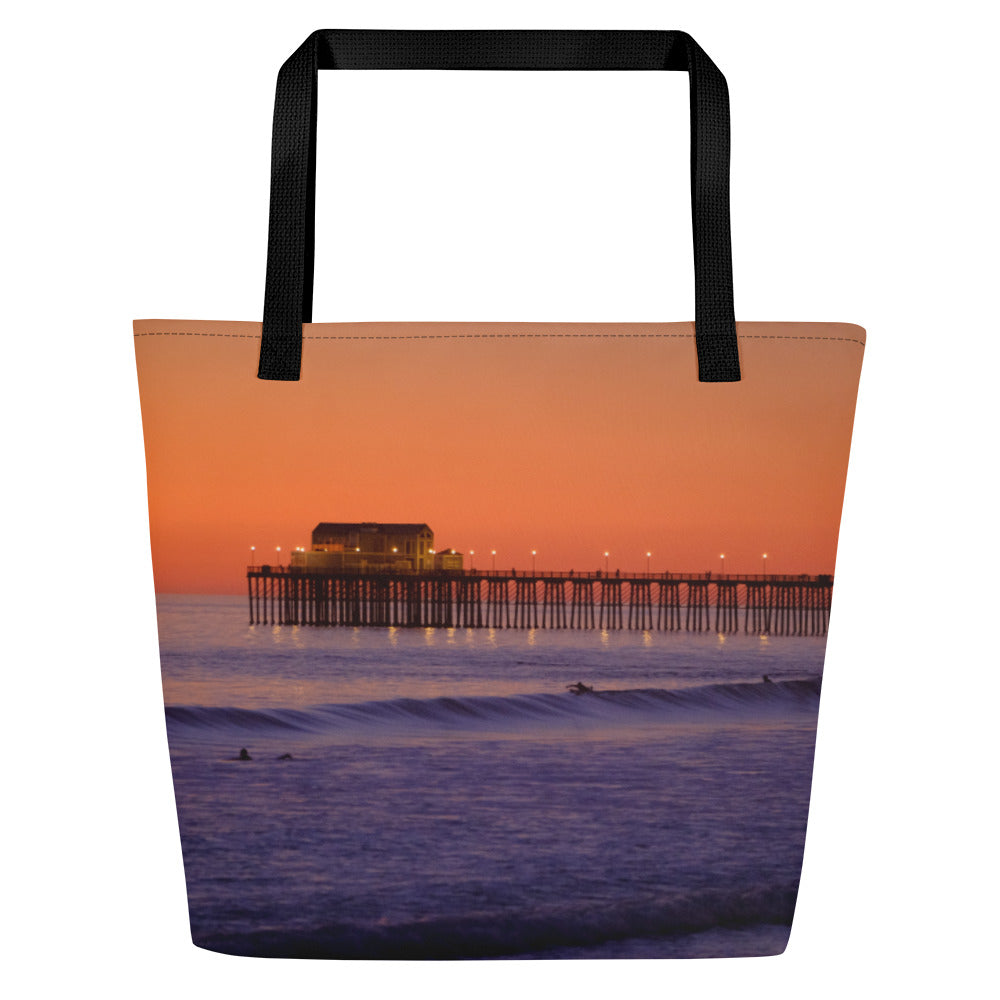 Sunset Pier Large Tote Bag