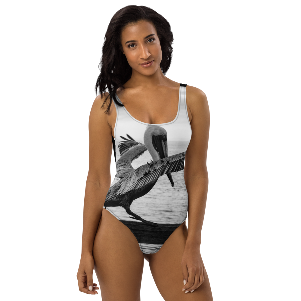 Pelican on a Pier One-Piece Swimsuit