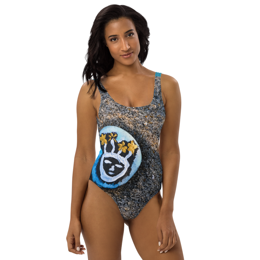 Resting Beach Face One-Piece Swimsuit