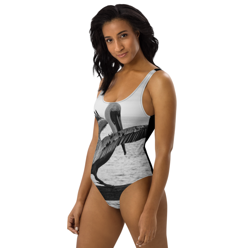 Pelican on a Pier One-Piece Swimsuit