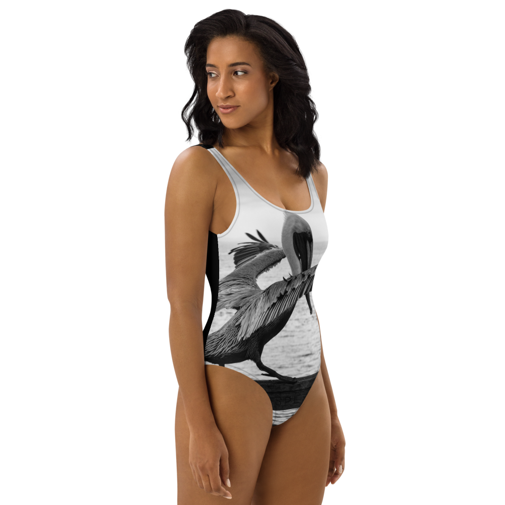 Pelican on a Pier One-Piece Swimsuit