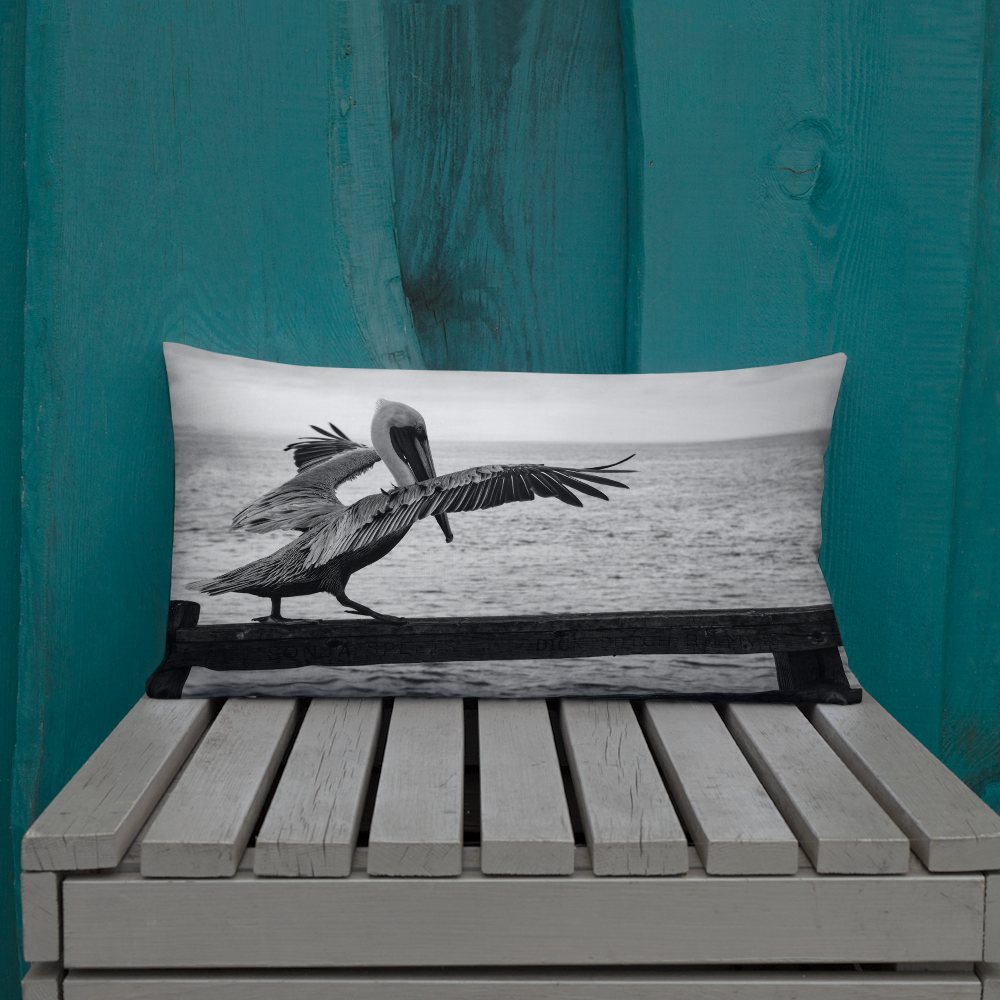 Pelican on a Pier Premium Pillow