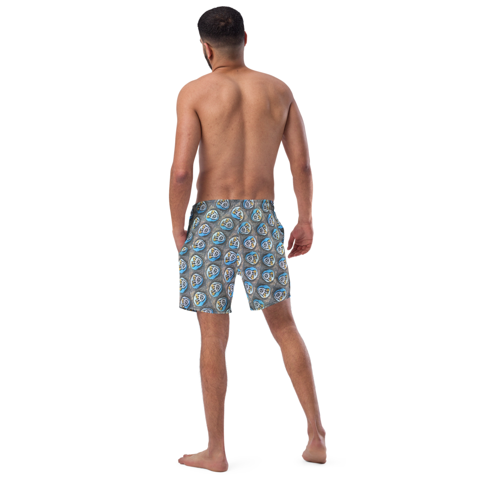 Swirling Beach Face Men's swim trunks