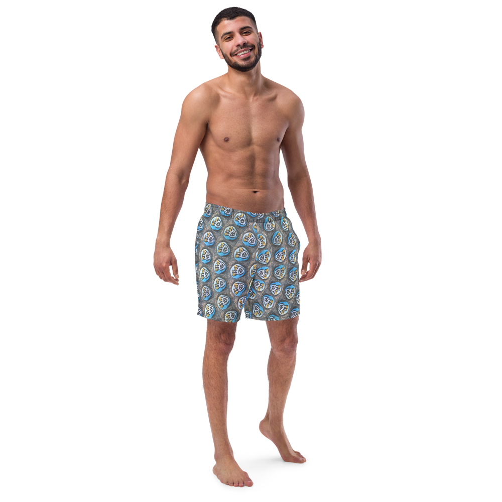 Swirling Beach Face Men's swim trunks