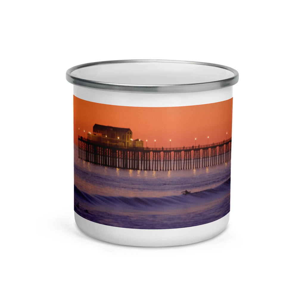 Sunset Pier Enamel Mug