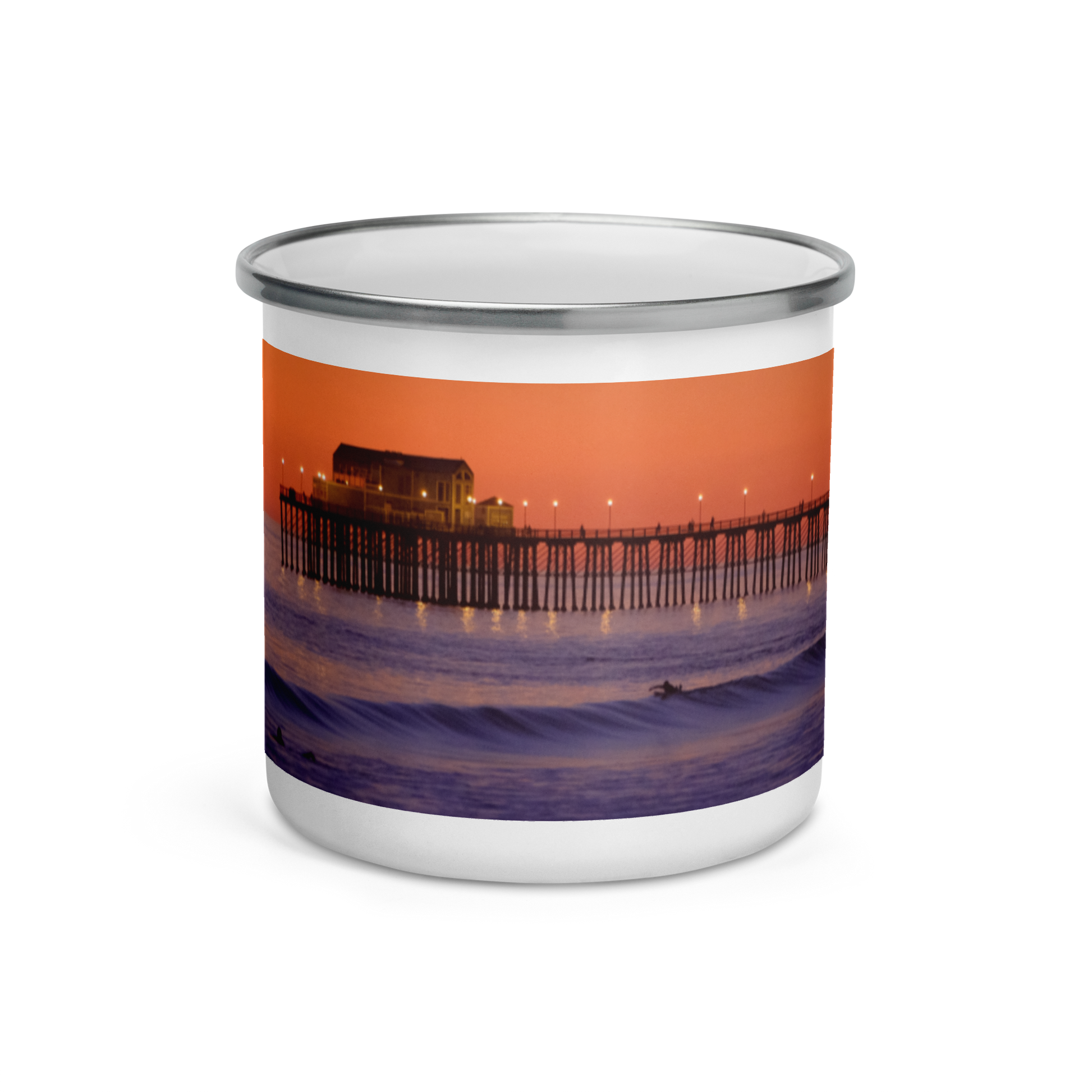 Sunset Pier Enamel Mug