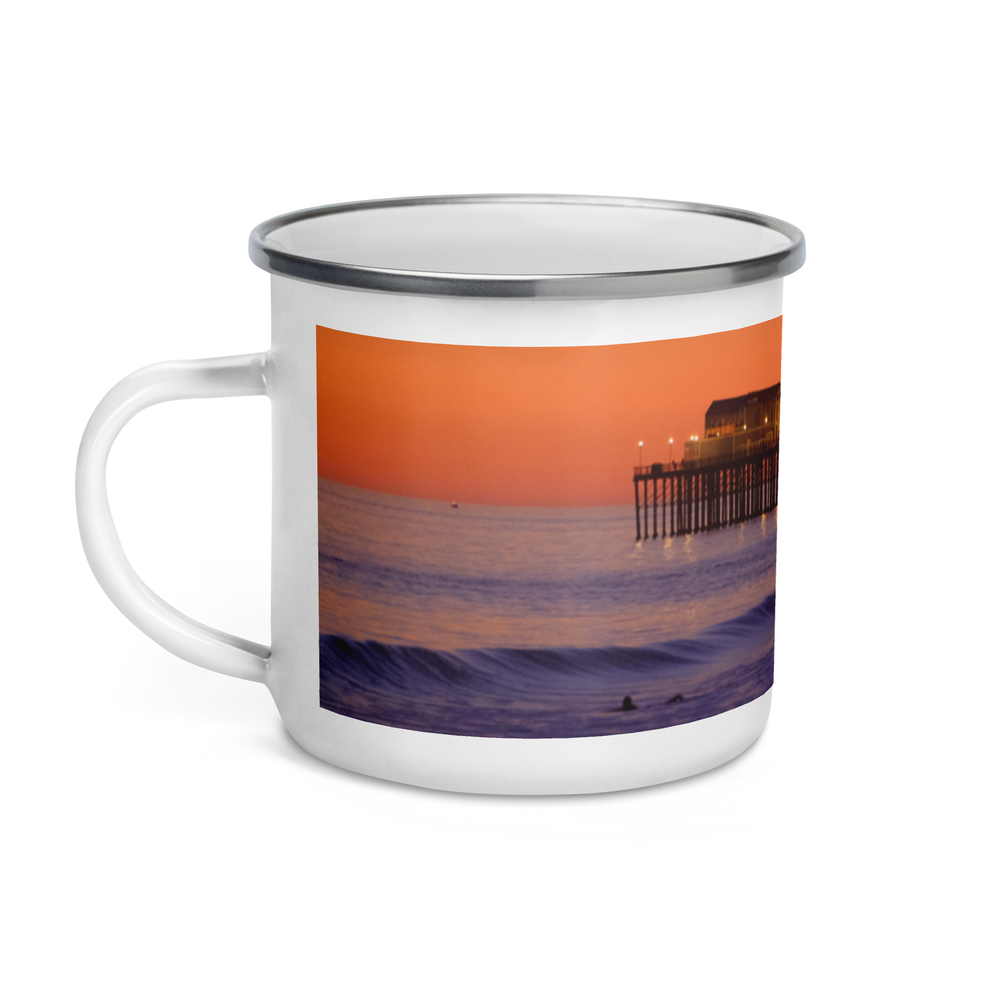 Sunset Pier Enamel Mug