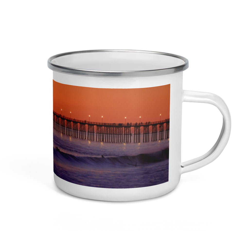 Sunset Pier Enamel Mug