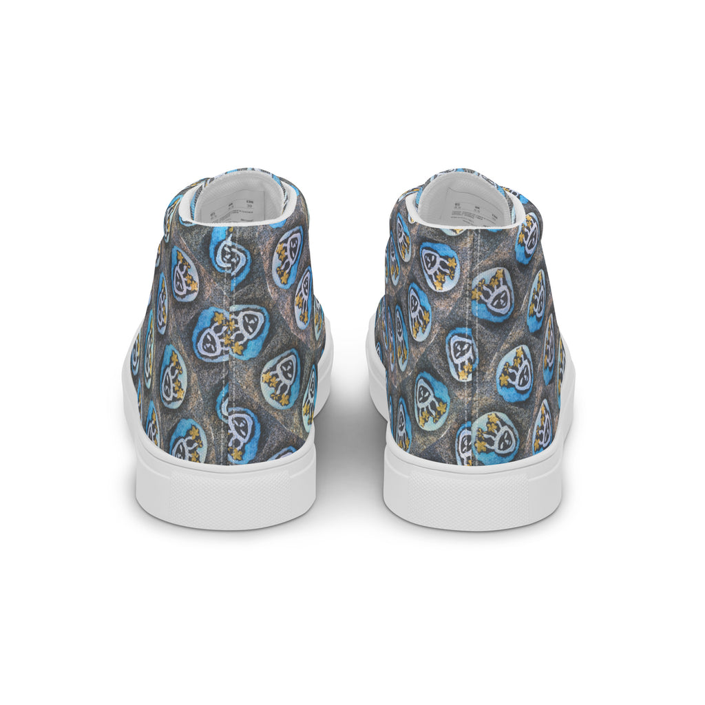 Swirling Beach Face men's high top canvas shoes