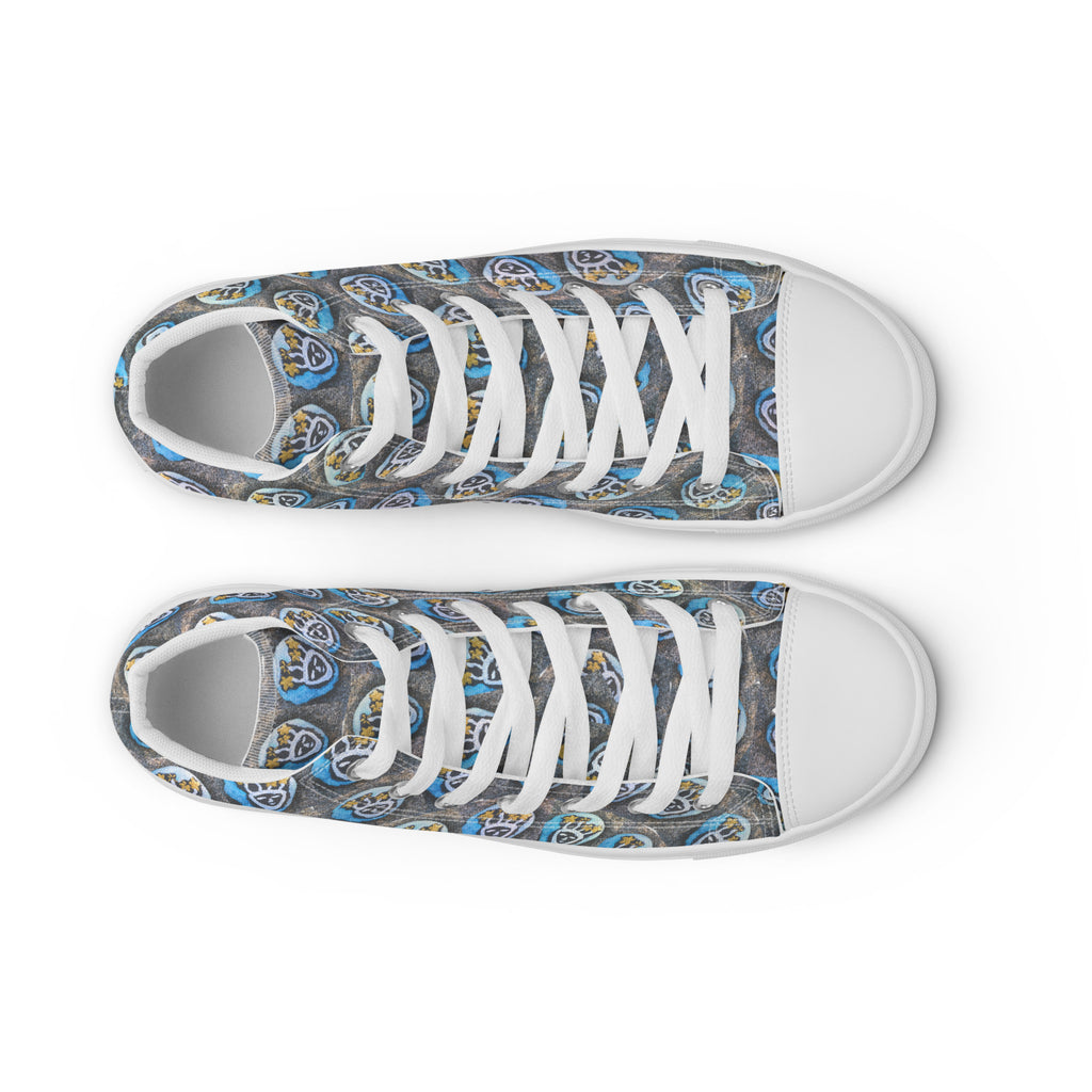 Swirling Beach Face men's high top canvas shoes