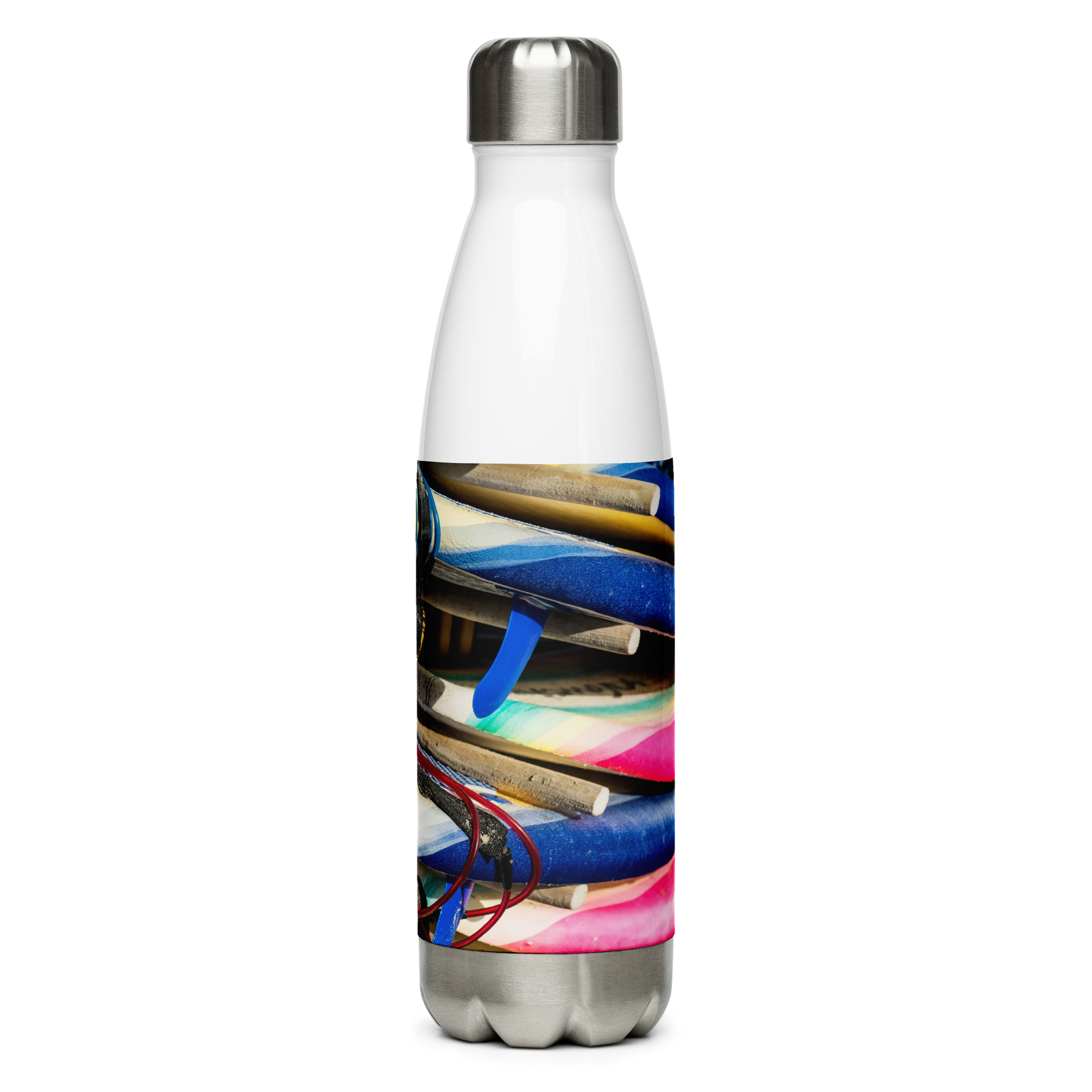 Stack of Surfboards Stainless Steel Water Bottle