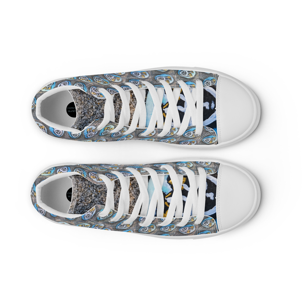 Swirling Beach Face Women’s High Top Canvas Shoes