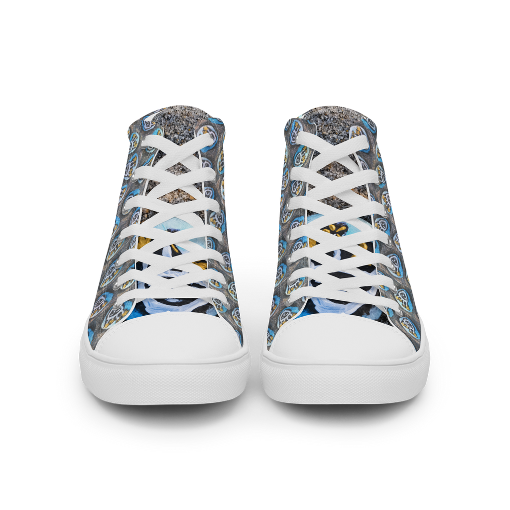Swirling Beach Face Women’s High Top Canvas Shoes