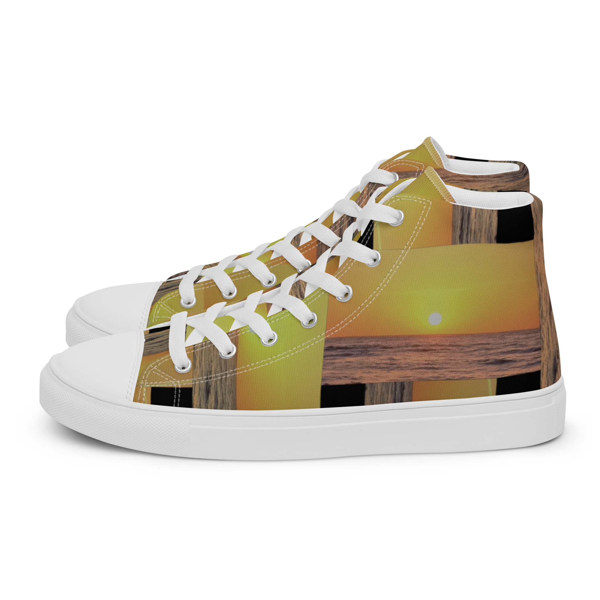 Sunset Plaid women's high top canvas shoes