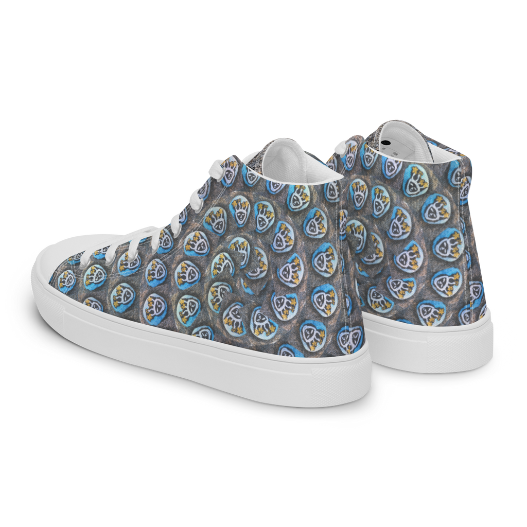 Swirling Beach Face Women’s High Top Canvas Shoes