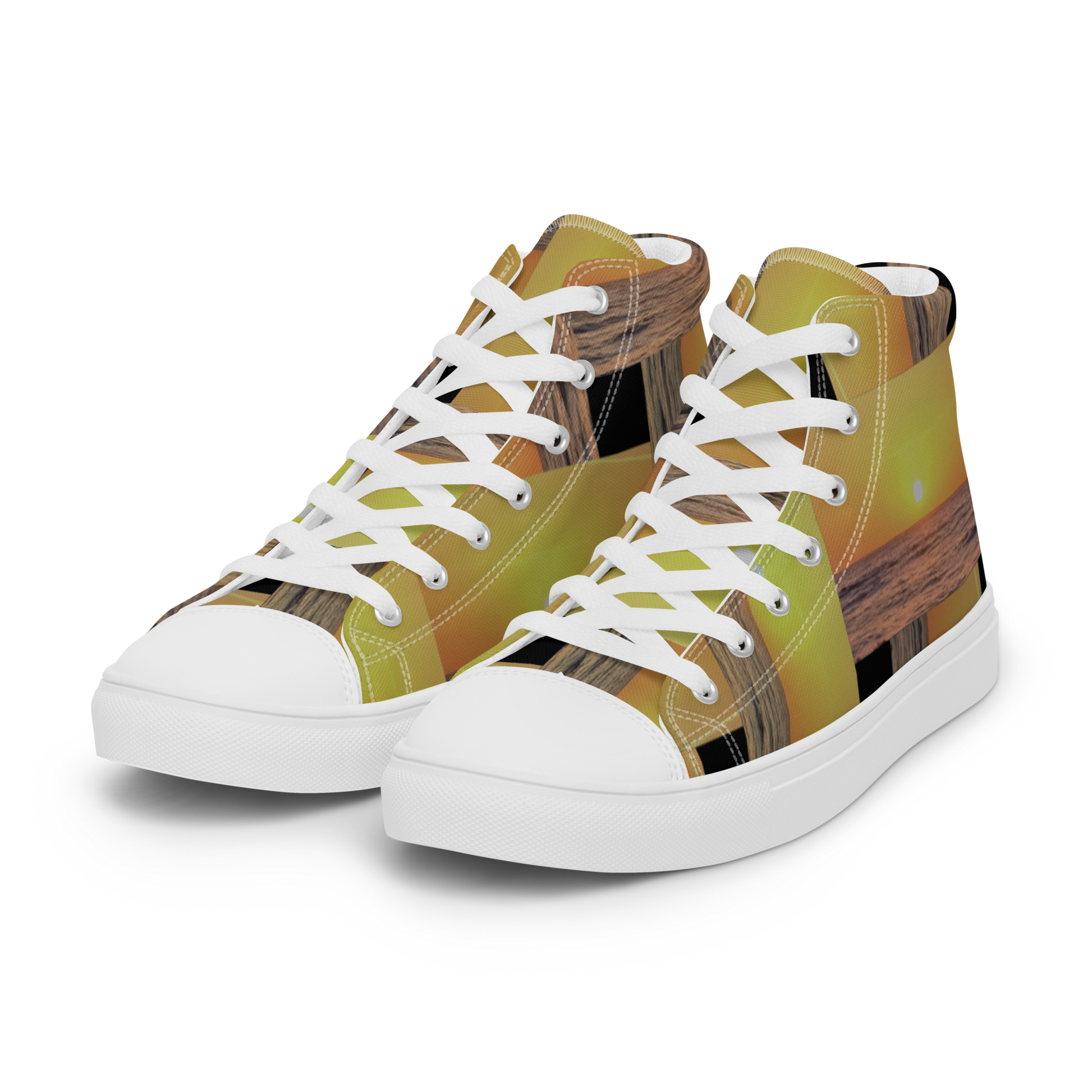 Sunset Plaid women's high top canvas shoes