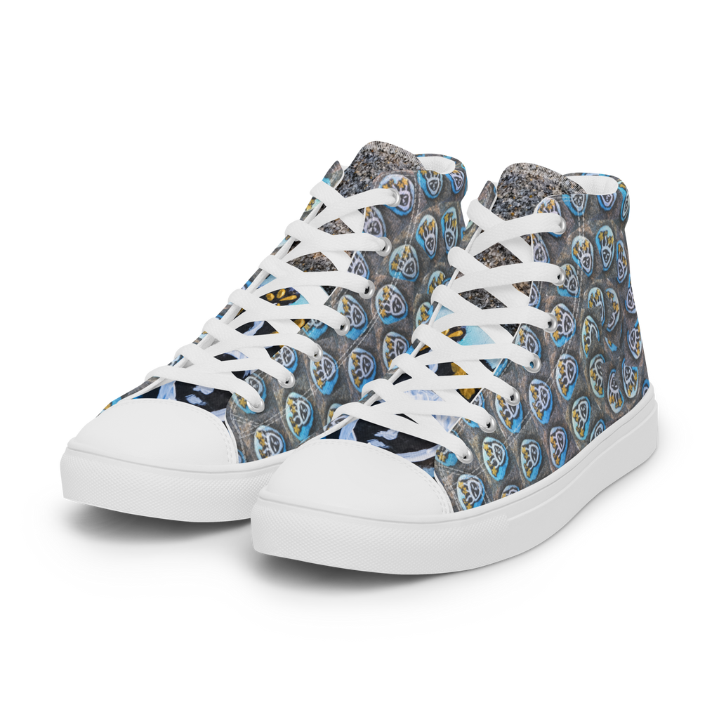 Swirling Beach Face Women’s High Top Canvas Shoes