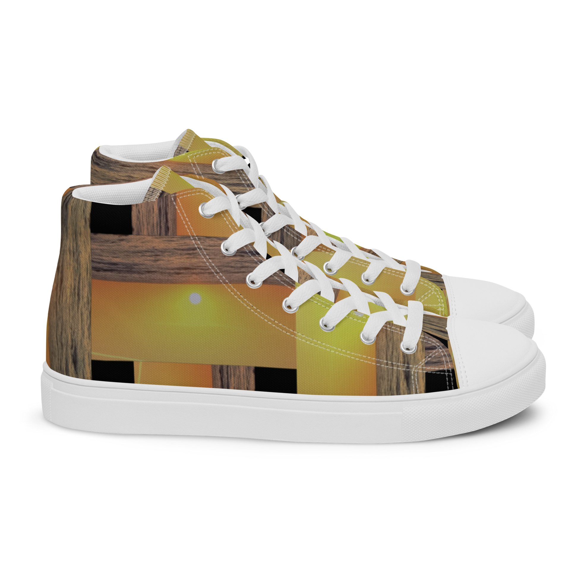 Sunset Plaid women's high top canvas shoes
