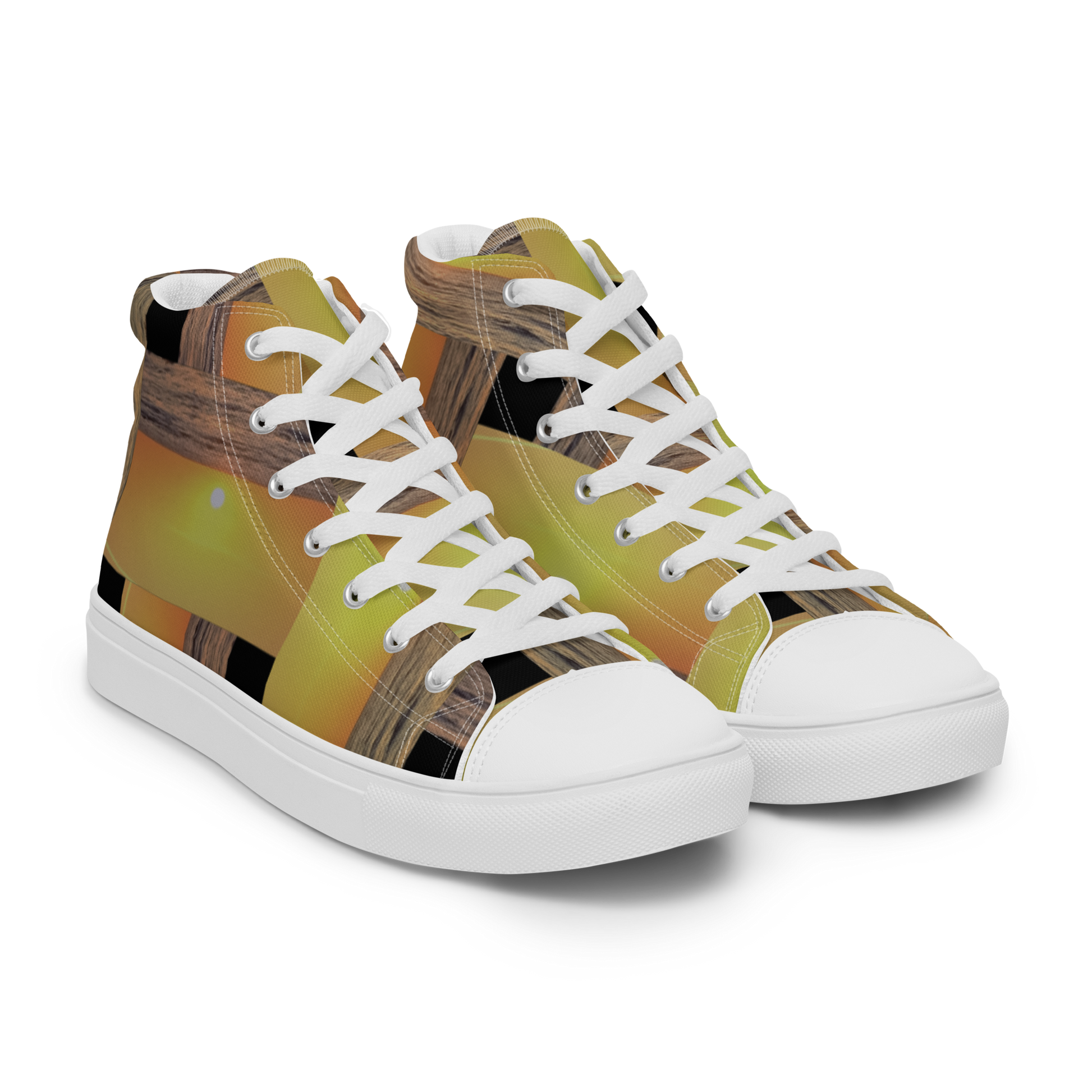 Sunset Plaid women's high top canvas shoes