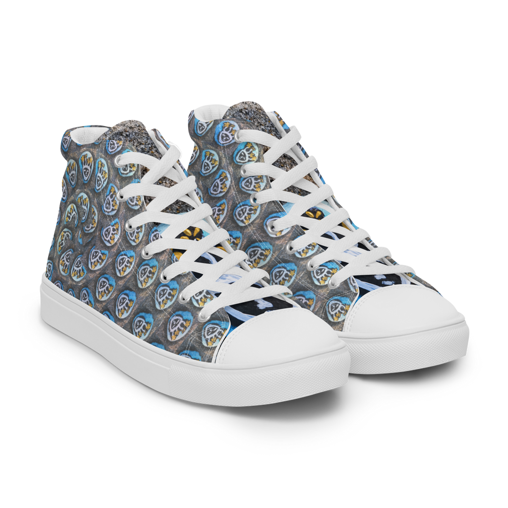 Swirling Beach Face Women’s High Top Canvas Shoes